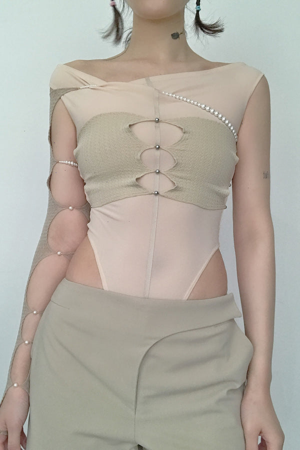 Rui Zhou Pearl Chain Tube Top Handmade Skin-friendly RUI-R008-AW20-YMHUANG Ivory